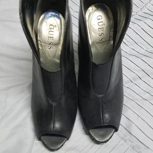 Guess Women's black open tied booties